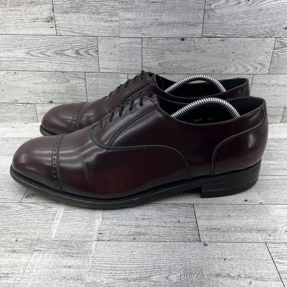 Florsheim Lexington Burgundy Leather Cap Toe Oxford Dress Shoes Men‎ Size 11.5D